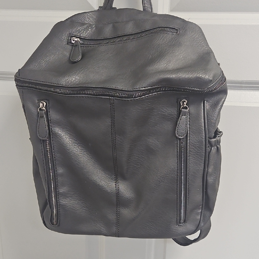 Stylish Black Leather Backpack